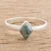 Green Rhombus Jade Single Stone Ring from Guatemala